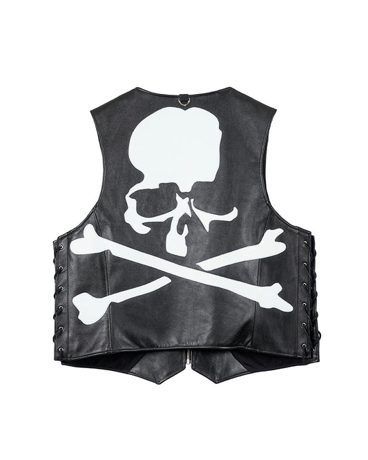 VANSON × MASTERMIND LEATHER BONES VEST バンソン マスターマインド コラボ MW25C15-VE100