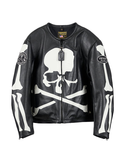 VANSON × MASTERMIND  LEATHER JACKET BONE バンソン マスターマインド コラボ MW24C13-BL100