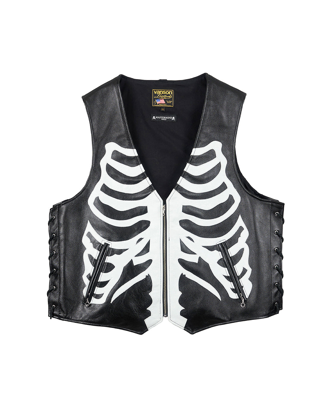 VANSON × MASTERMIND  LEATHER BONES VEST バンソン マスターマインド コラボ MW25C15-VE100