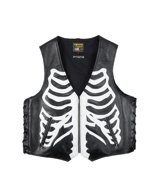 VANSON × MASTERMIND  LEATHER BONES VEST バンソン マスターマインド コラボ MW25C15-VE100