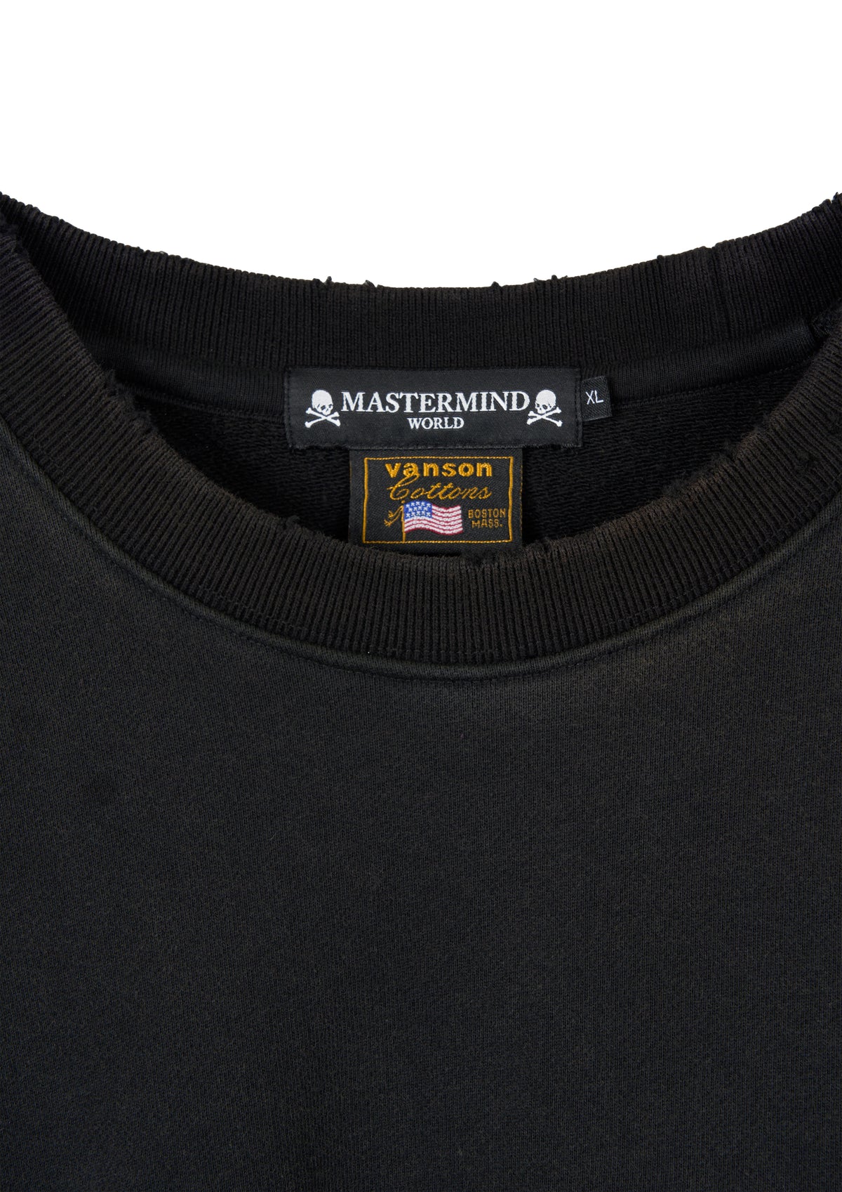 VANSON × MASTERMIND WORLD CREWNECK SWEATSHIRT DAMAGE [BOXY FIT]